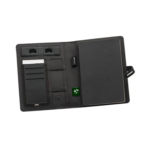 EMERGE A5 FOLDER. A5 folder in 300D recycled polyester (100% rPET) with wireless charger
