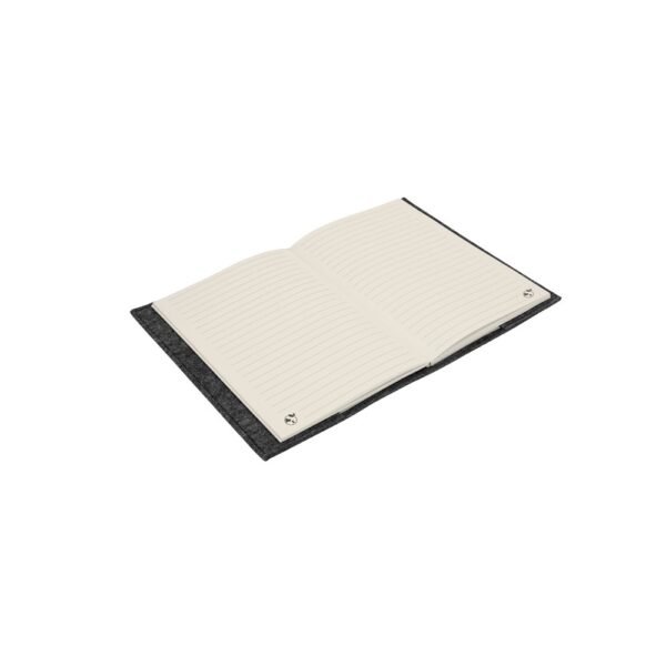 93636_133-b BALDWIN. A5 notepad with recycled felt cover (100% rPET) and lined pages in 100% recycled paper