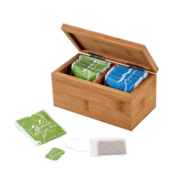 BURDOCK. Bamboo tea box with 2 compartments and magnet closure