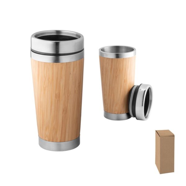 PIETRO. Bamboo and stainless steel travel cup 500 mL
