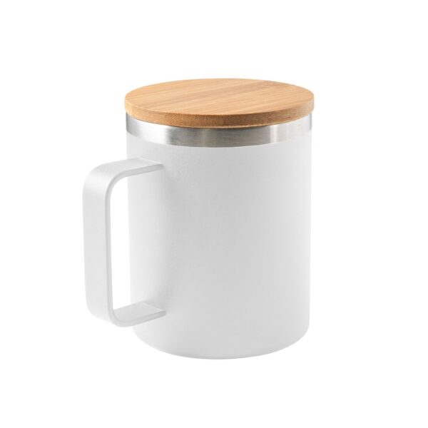 LAUDA. Mug in 90% recycled stainless steel with bamboo lid 420 mL