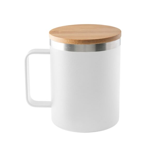 LAUDA. Mug in 90% recycled stainless steel with bamboo lid 420 mL