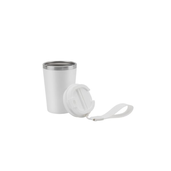 SPITZ. Stainless steel travel mug (90% recycled) with PP outer wall and matte finish 440 mL