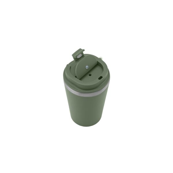 SPITZ. Stainless steel travel mug (90% recycled) with PP outer wall and matte finish 440 mL