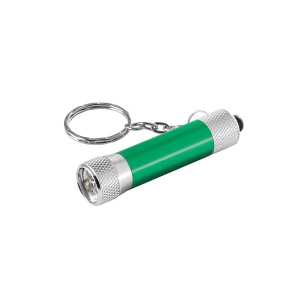 RE-LERGAN. Aluminium keyring (92% recycled) with 3-light LED torch