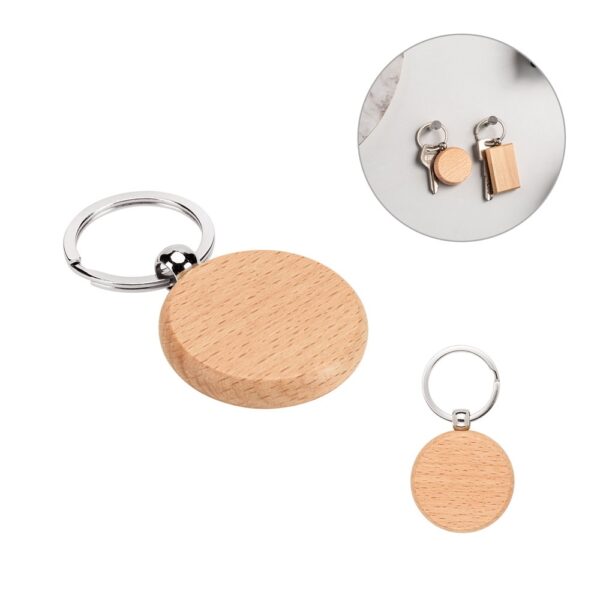 STEWIE ROUND. Round keyring in beech wood