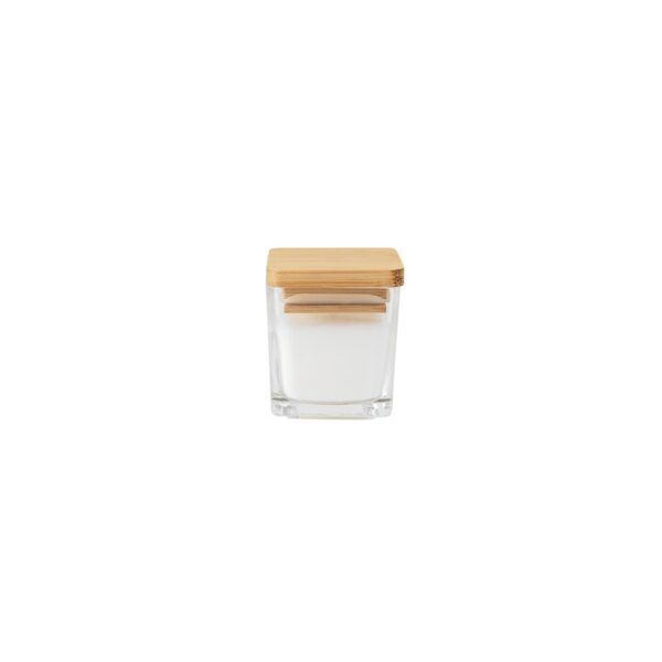 95096_106-a ESSENCE. 50g scented candle in glass cup with bamboo lid
