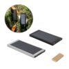 CLERK. 8.000 mAh power bank with solar panel in 100% recycled aluminium