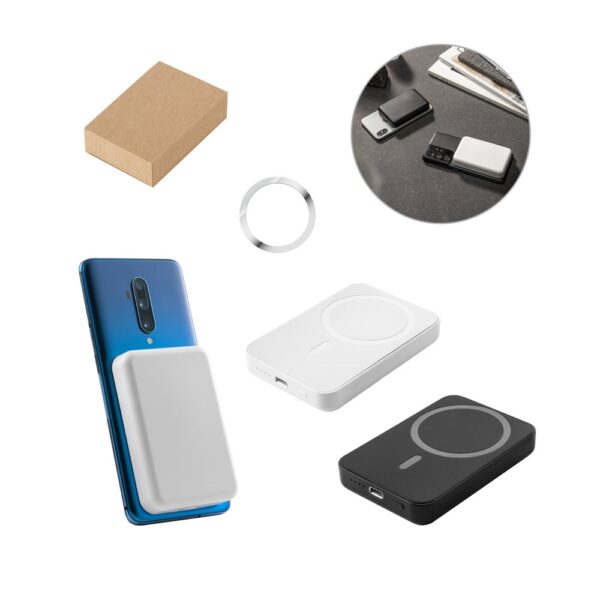 AMPERE 5. 5.000 mAh magnetic power bank with 15W superfast wireless charger in recycled ABS (100% rABS)