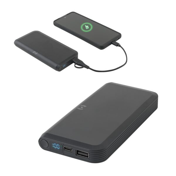 BECKER 10. 10.000 mAh power bank in recycled ABS (100% rABS) with 15W superfast wireless charger