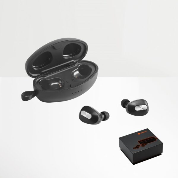 DESCRY. Wireless charger in zinc and Wireless earphones in metal and ABS acrylic