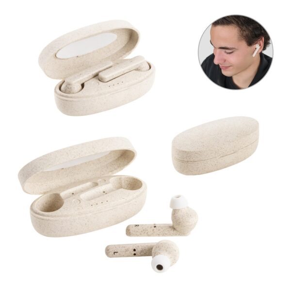 FOURIER. Wireless earphones with 3-hour battery life in wheat straw fibre and PP
