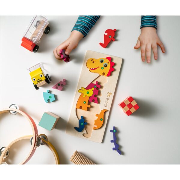 98003_amb DIPLODOCO. Dinosaur-shaped puzzle in pine plywood