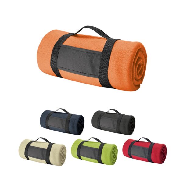 THORPE. Fleece blanket with removable handle (180 g/m²)