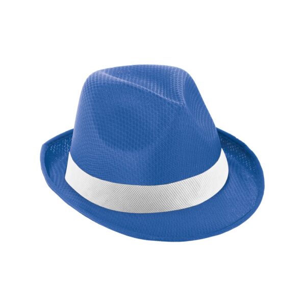 99086_114 MANOLO POLI. Hat in PP with white polyester ribbon