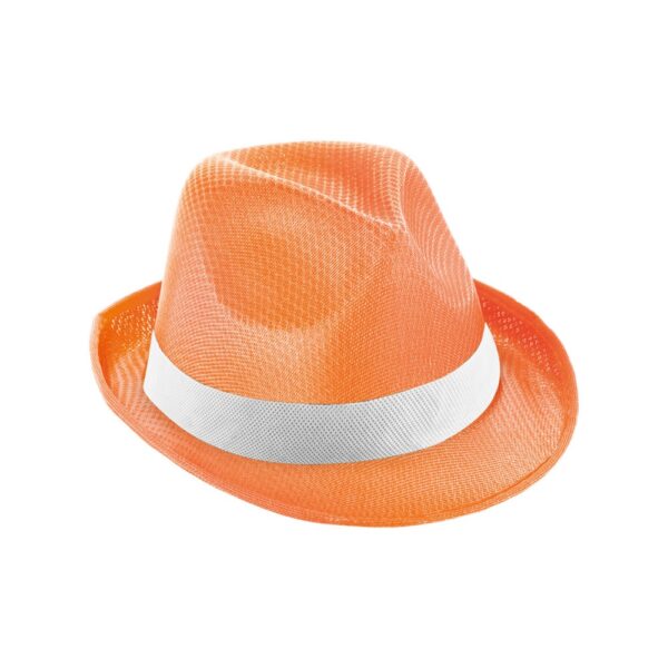 99086_128 MANOLO POLI. Hat in PP with white polyester ribbon