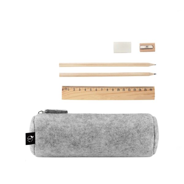 NOMAD. Multi-purpose case in recycled felt (100% rPET) with ruler, pencils, rubber and sharpener