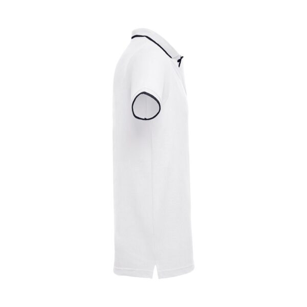 30136_106-c THC ROME WH. Men's Polo Shirt with contrast colour trim and buttons. White