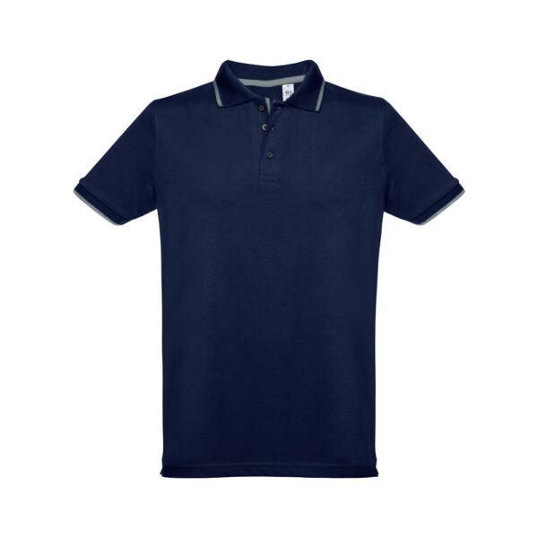30137_104-a THC ROME. Men's Polo Shirt with contrast colour trim and buttons