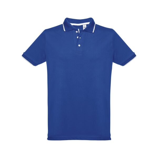 30137_114-a THC ROME. Men's Polo Shirt with contrast colour trim and buttons