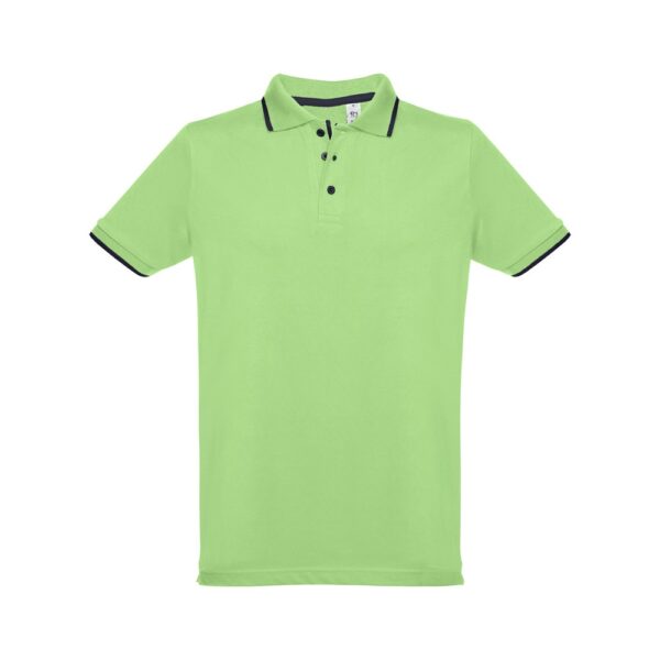30137_119-a THC ROME. Men's Polo Shirt with contrast colour trim and buttons