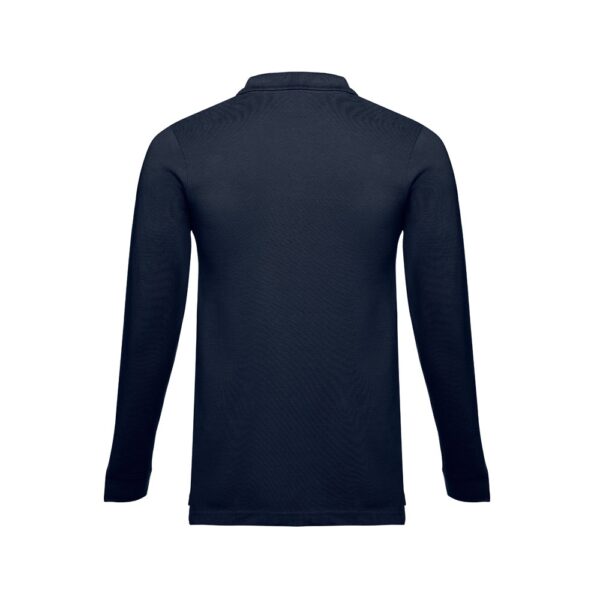 THC BERN. Men's long-sleeved 100% cotton piqué polo shirt with removable label