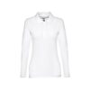 THC BERN WOMEN WH. Women's long-sleeved polo shirt in cotton piqué and viscose with removable label
