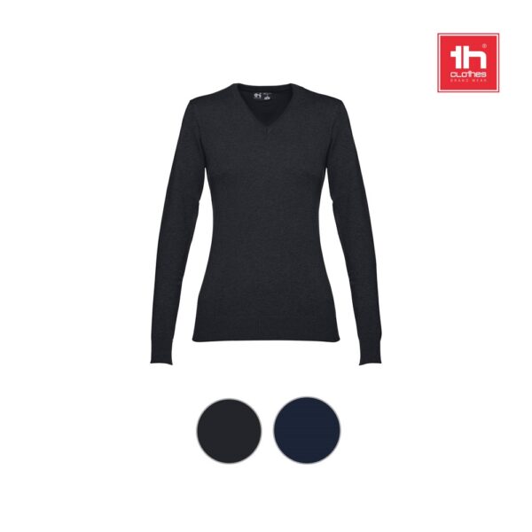 THC MILAN WOMEN. V-neck pullover for women in cotton and polyamide