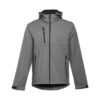 THC ZAGREB. Men's softshell jacket with detachable hood and rounded back hem