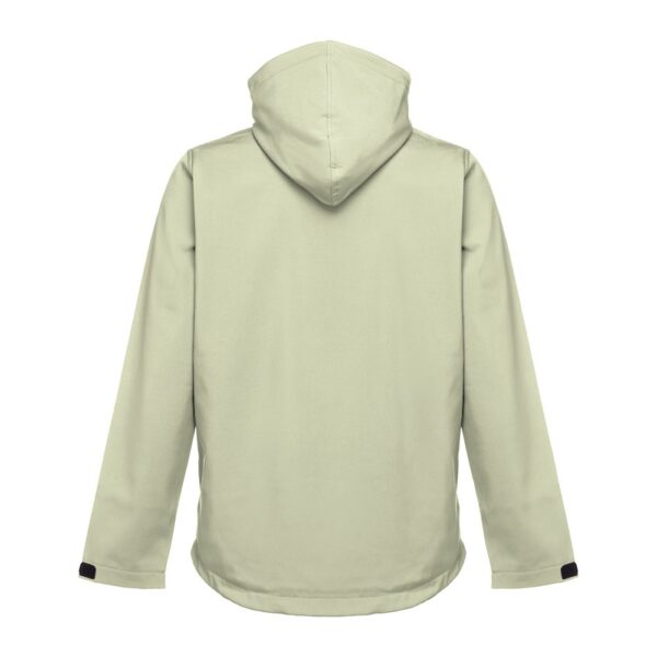 THC ZAGREB. Men's softshell jacket with detachable hood and rounded back hem