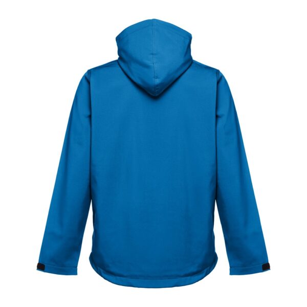 THC ZAGREB. Men's softshell jacket with detachable hood and rounded back hem