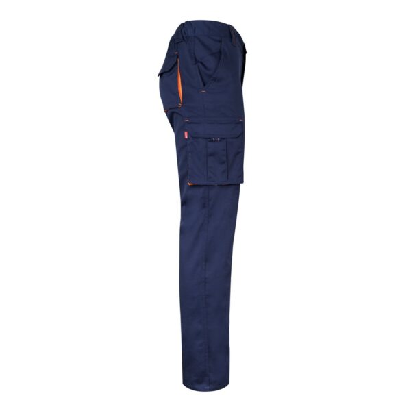 VL FIDES. Two-tone, multi-pocket stretch trousers (240g/m²), in cotton (46%), EME (38%) and polyester (16%)