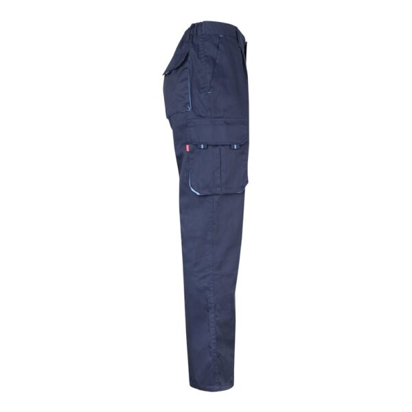 VL FIDES. Two-tone, multi-pocket stretch trousers (240g/m²), in cotton (46%), EME (38%) and polyester (16%)