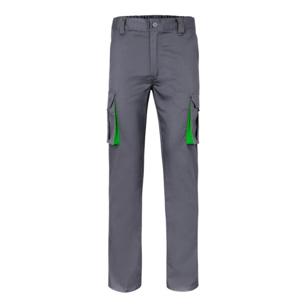 VL FIDES. Two-tone, multi-pocket stretch trousers (240g/m²), in cotton (46%), EME (38%) and polyester (16%)