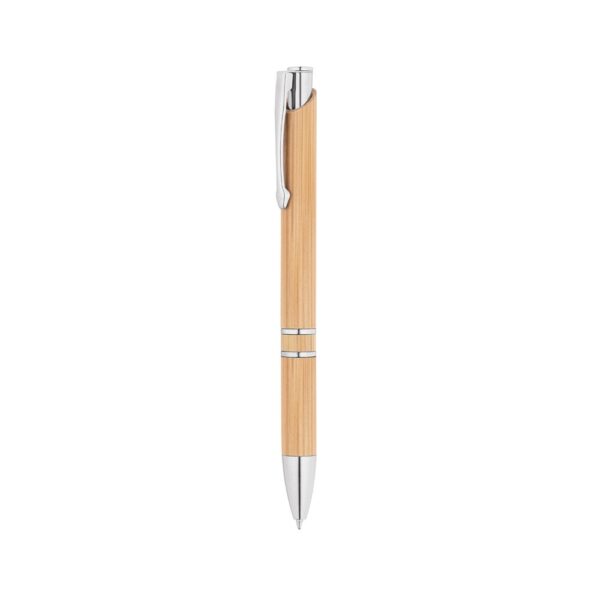 BETA BAMBOO. Bamboo ball pen with clip and metal trim