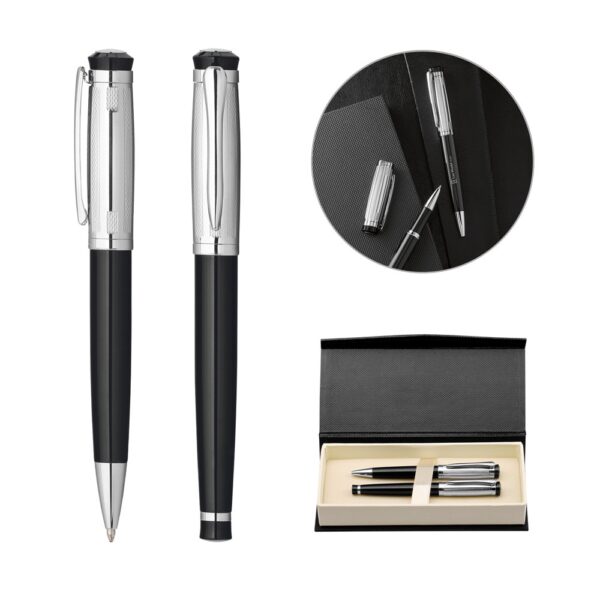 81193_set ORLANDO. Metal Rollerball and ballpoint pen set with clip