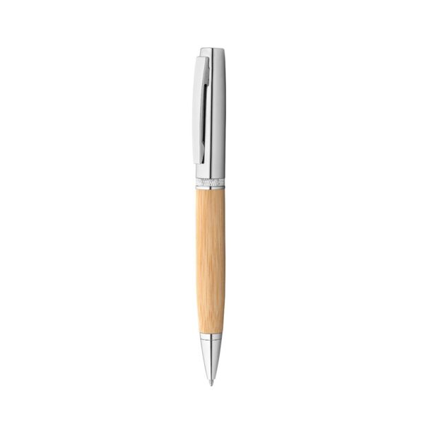 FUJI. Bamboo and metal ball pen with case