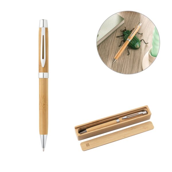 BAHIA II. Bamboo ballpoint pen with clip and twist mechanism
