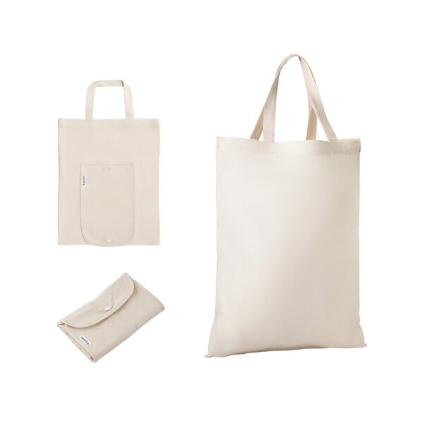 BEIRUT. Foldable bag in cotton (50%), recycled cotton (30%) and polyester (20% rPET) (140 g/m²)