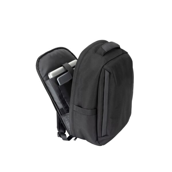 YANGON BPACK. Anti-theft backpack, in twill with water-repellent coating and high-density 600D recycled polyester, for 17'3" laptop