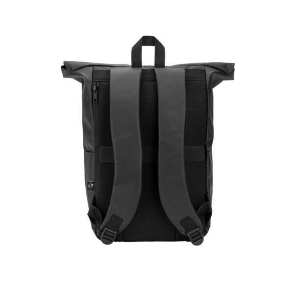 OSASCO BPACK. Roll top backpack with a zip system design that allows the top to be rolled up to fit the volume of the backpack, made from 600D recycled polyester