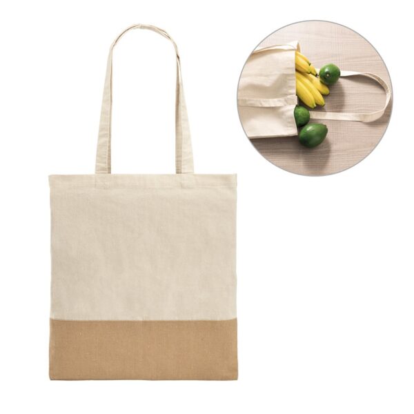 92882_set MERCAT. 100% cotton bag (160 g/m²) with imitation jute details