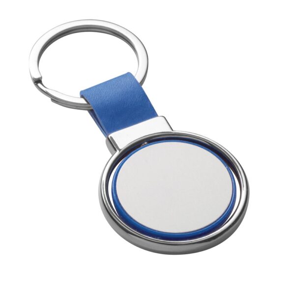 ALBRIGHT. Metal and PU keyring suitable for customisation by doming