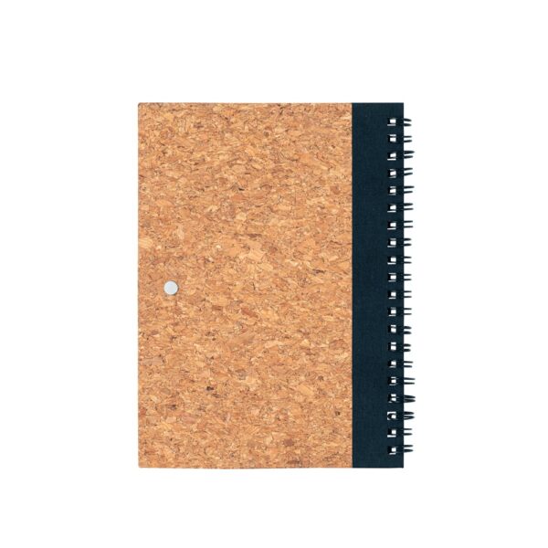 VICENTE. B6 notebook in cork and recycled polyester (100% rPET) with ballpoint pen