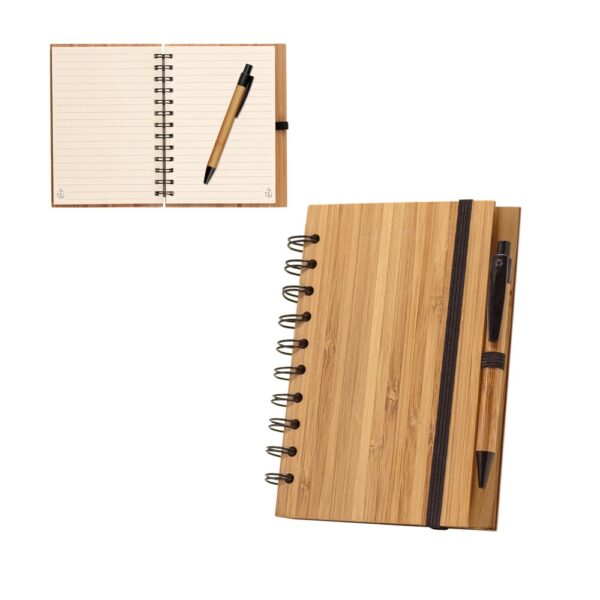 DICKENS A5. A5 spiral notebook in bamboo with 100% recycled paper