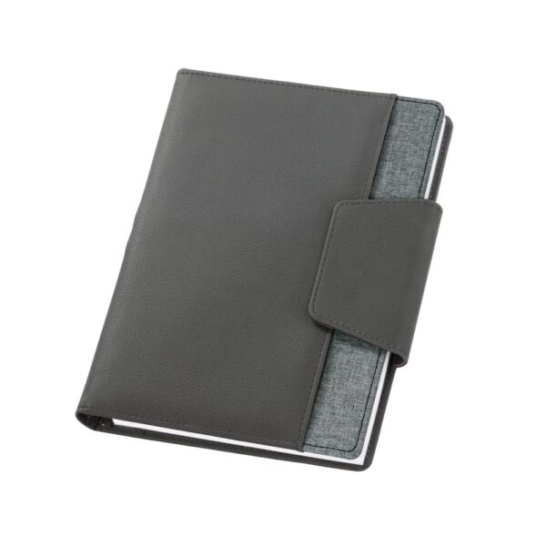 RUSSEL. PU and polyester fabric cover with A5 notebook with plain pages