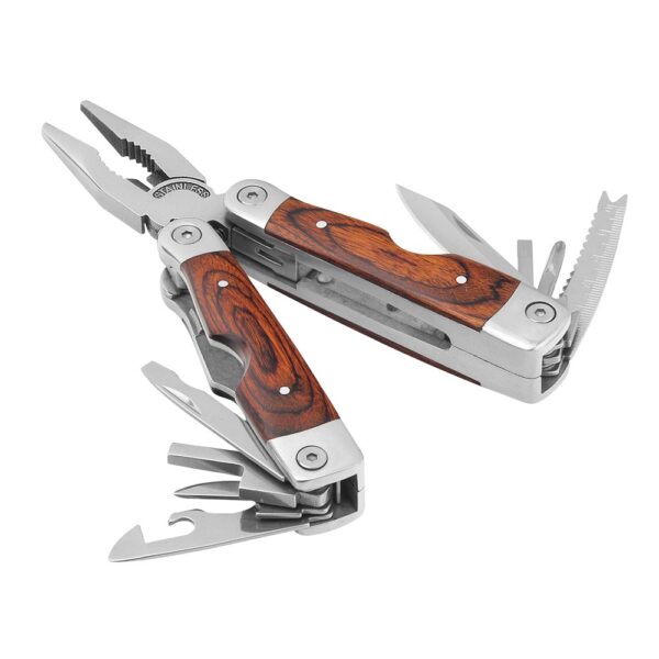 MAGNUM. Folding pliers with multi-function tools in stainless steel and wood