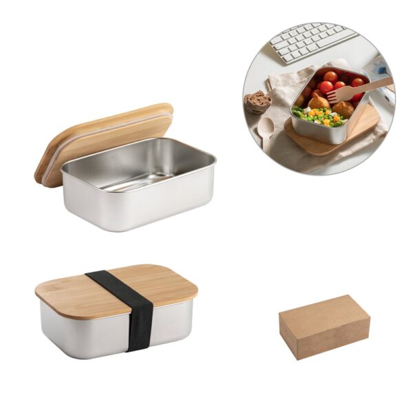 94025_set SHINO. Lunch Box. Stainless steel lunch box with bamboo lid