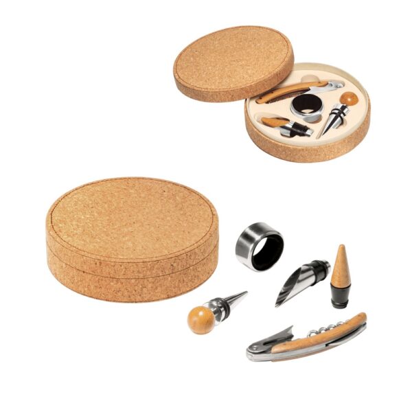 94119_set MORETO. Wine set with 4 pieces in bamboo, stainless steel and ABS