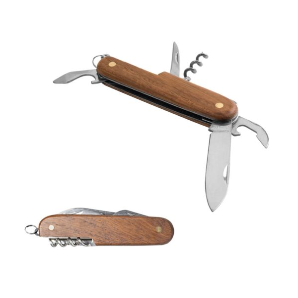 BELPIANO. Multifunction pocket knife in stainless steel and wood